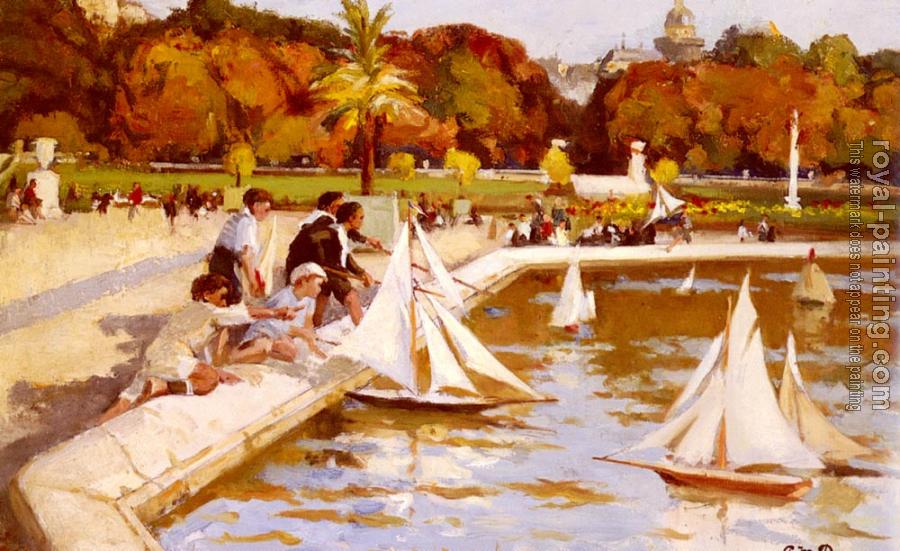 Paul Michel Dupuy : Children Sailing Their Boats In The Luxembourg Gardens